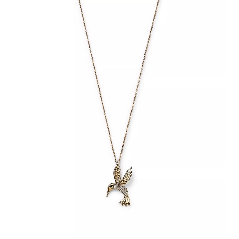 Diamond Hummingbird Pendant Necklace in 14K Yellow Gold, 0.09 ct. t.w.